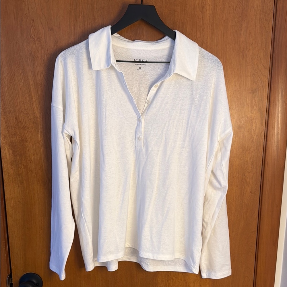 J. Crew White Button Down Shirt with Textured Fabric